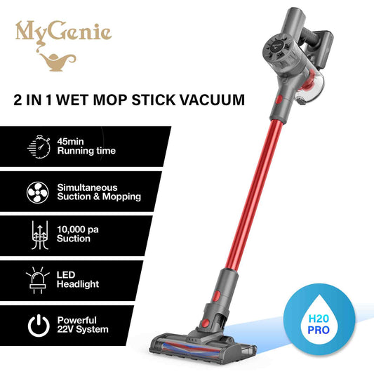 MyGenie H20 PRO Wet Mop 2-IN-1 Cordless Stick Vacuum Cleaner Handheld Recharge - Red