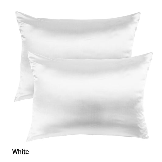 Royal Comfort Mulberry Soft Silk Hypoallergenic Pillowcase Twin Pack 51 x 76cm - White