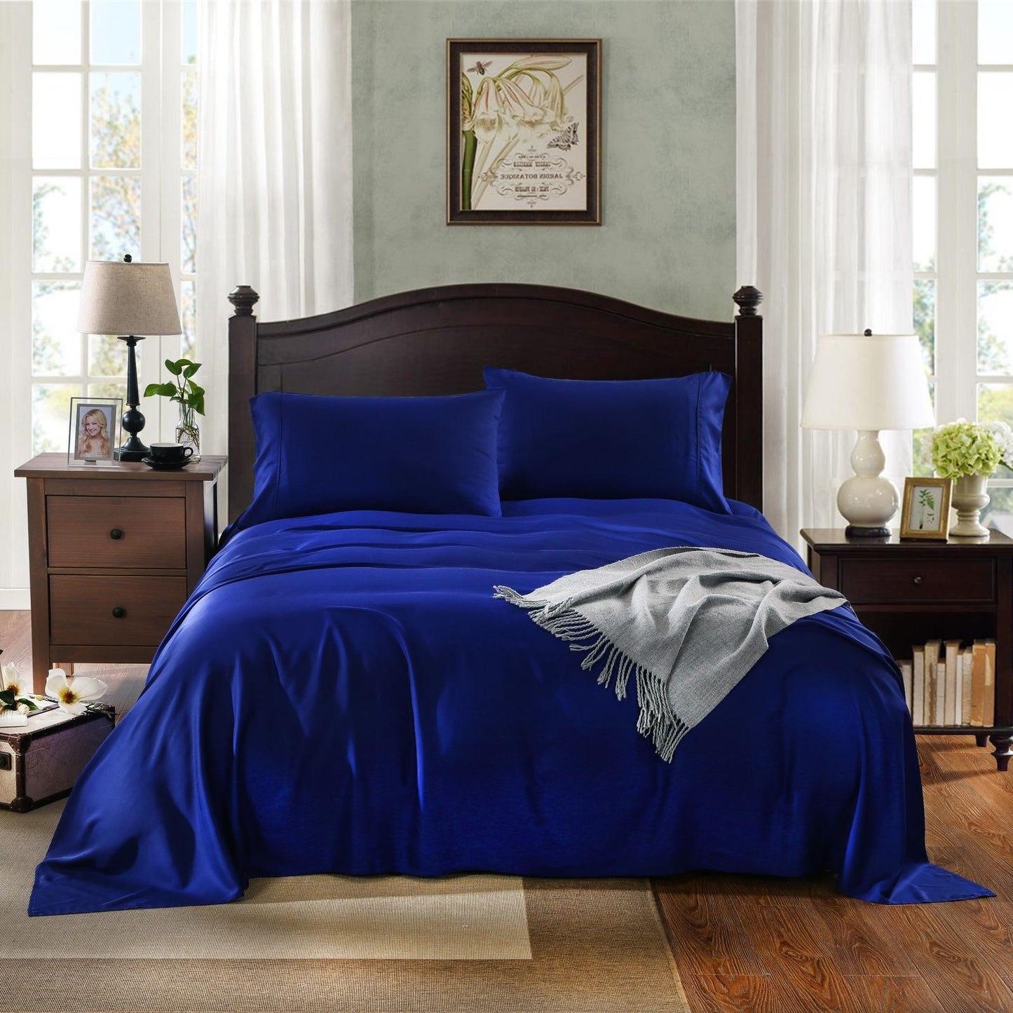Royal Comfort 1000TC Rich Breathable Natural Bamboo Collection Sheets Set Indigo King