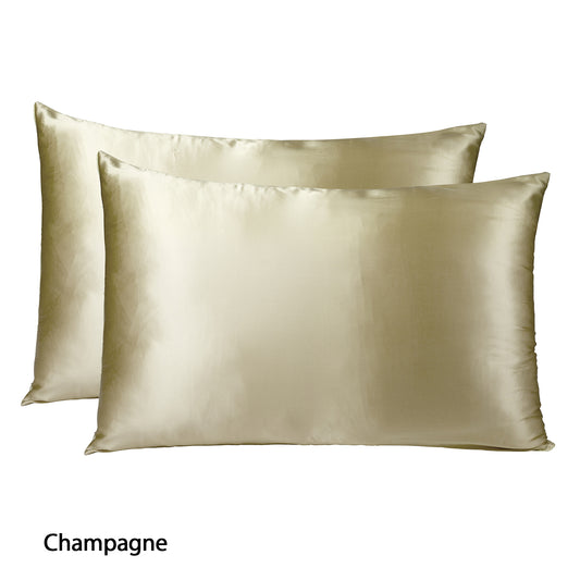 Royal Comfort Mulberry Soft Silk Hypoallergenic Pillowcase Twin Pack 51 x 76cm - Champagne