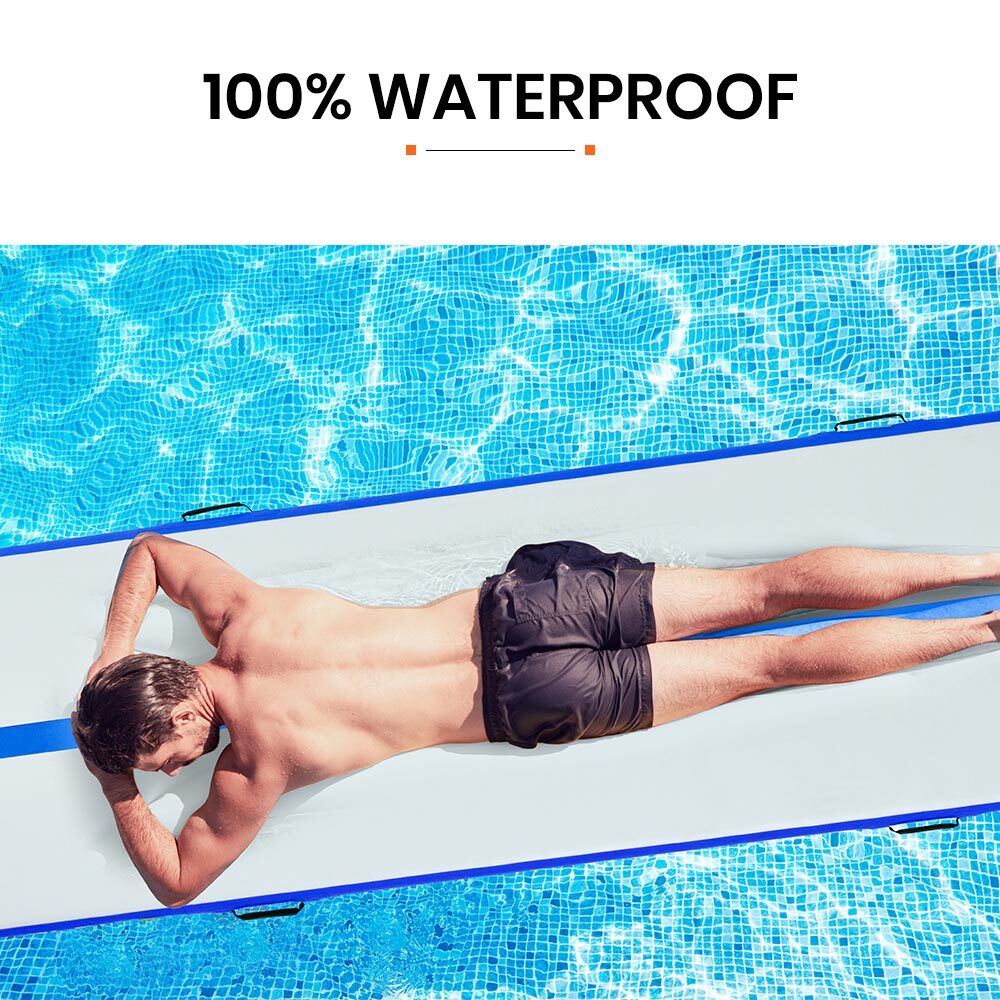 PROFLEX 300x100x10cm Inflatable Air Track Mat Tumbling Gymnastics, Blue & White (No Pump)