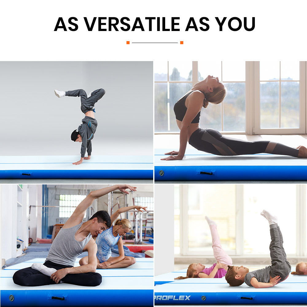 PROFLEX 800x100x20cm Inflatable Air Track Mat Tumbling Gymnastics, Blue & White (No Pump)