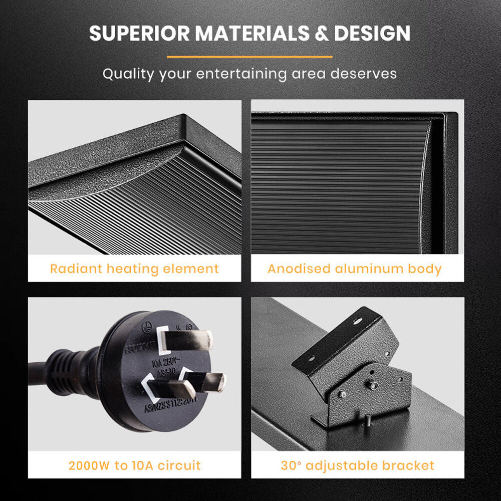 BIO 2000W Outdoor Strip Heater Electric Radiant Panel Bar Mounted Wall Ceiling