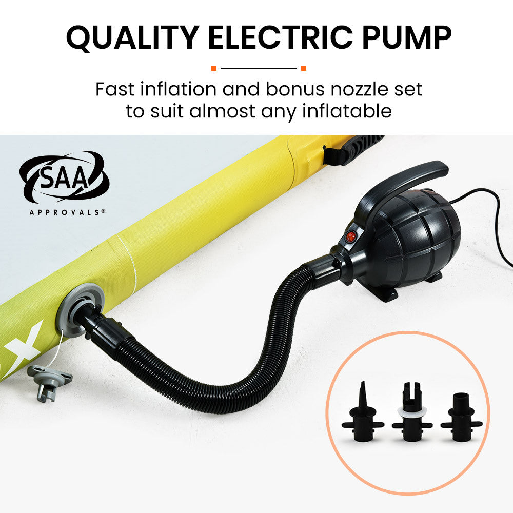 PROFLEX 400x100x10cm Inflatable Air Track Mat Tumbling Gymnastics, Multi-Coloured, with Electric Pump