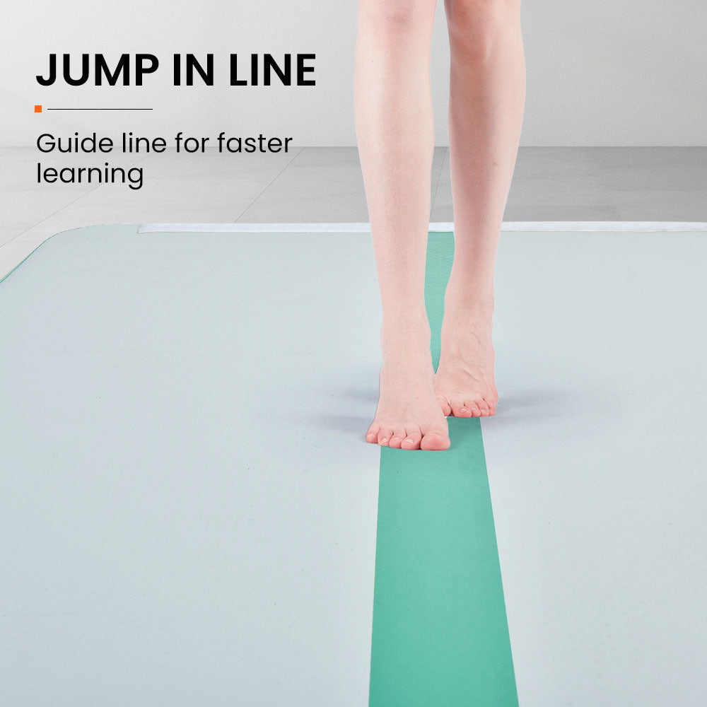PROFLEX 800x100x20cm Inflatable Air Track Mat Tumbling Gymnastics, Mint & Grey, with Electric Pump