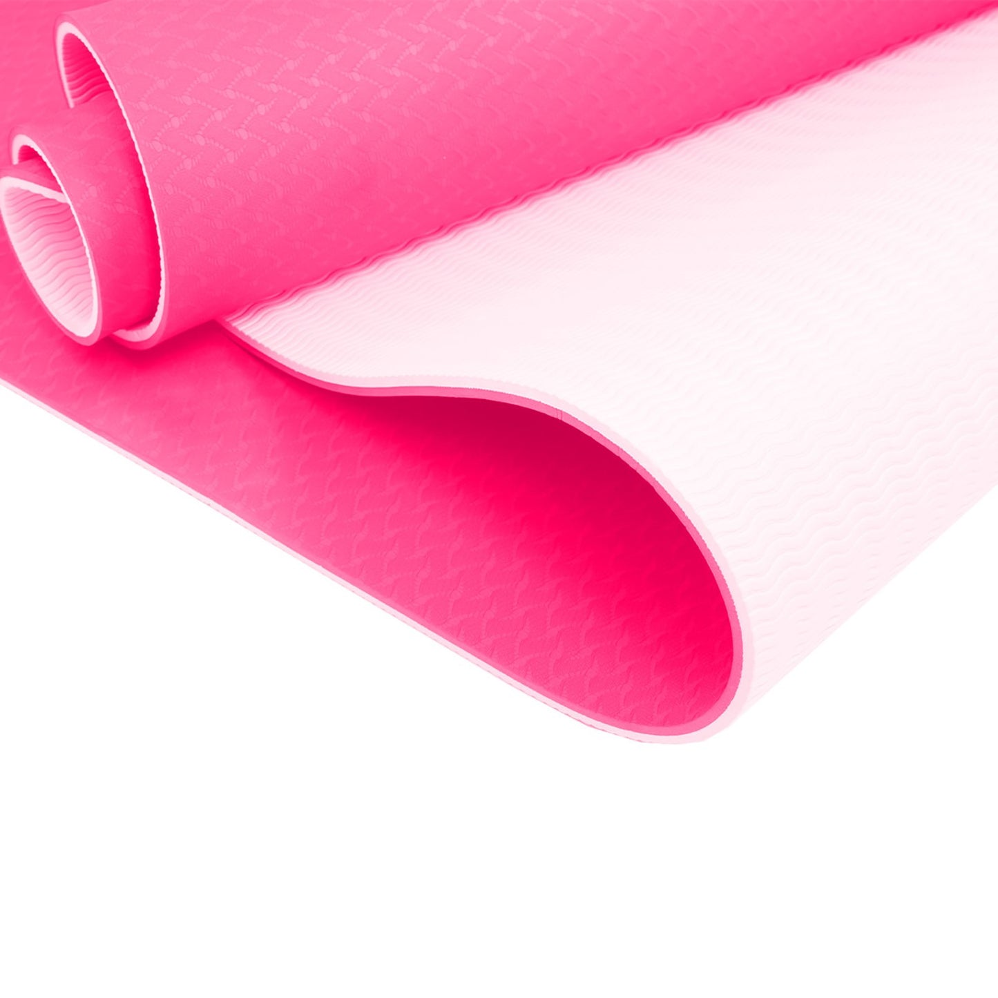 Powertrain Dual Layer 8mm Yoga Mat | Hot Pink | Non-slip Surface And Carry Strap For Ultimate Comfort And Portability