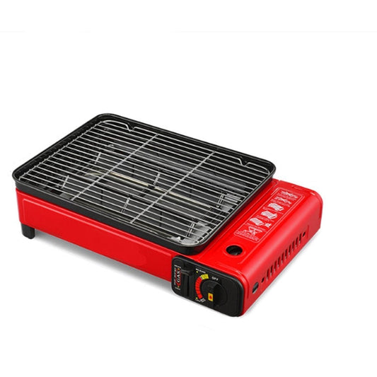 Portable Gas Stove Burner Butane BBQ Camping Gas Cooker With Non Stick Plate Red
