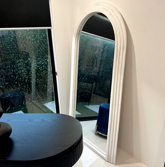 Interior Ave -Sierra Arched Step Mirror - Beach White - Large Full Length Mirror