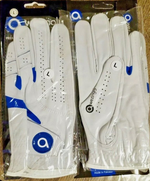 Awezingly Power Touch Cabretta Leather Golf Glove for Men - White (S)