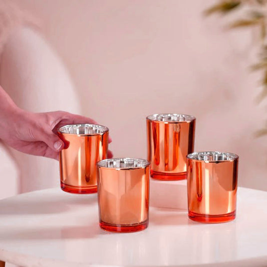 40 Pack Copper Votive Tealight Candle Holders Valentines Day Mercury Wedding Decor Glass Candlestick Party Decorations Bridal Baby Shower Event