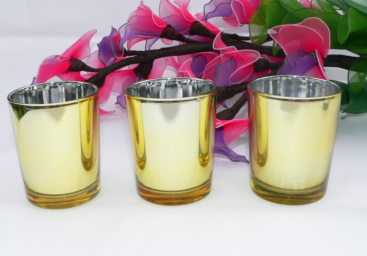 40 Pack Gold Votive Tealight Candle Holders Valentines Day Mercury Wedding Decor Glass Candlestick Party Decorations Bridal Baby Shower Event