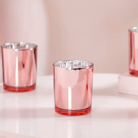 40 Pack Rose Gold Pink Votive Tealight Candle Holders Valentines Day Mercury Wedding Decor Glass Candlestick Party Decorations Bridal Baby Shower Event
