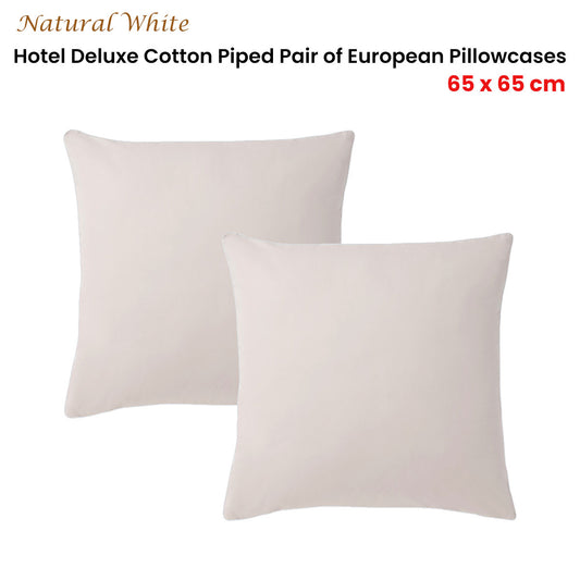 Accessorize Pair of White/Natural Piped Hotel Deluxe Cotton European Pillowcases