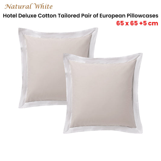 Accessorize Pair of White/Natural Tailored Hotel Deluxe Cotton European Pillowcases