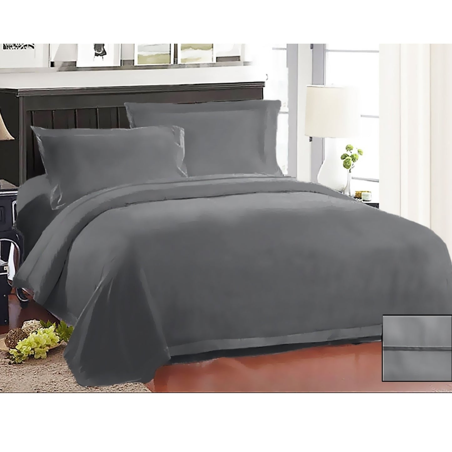 Ramesses 1000TC American Pima Cotton Quilt Cover Set Charcoal King
