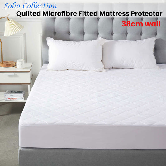 Soho Collection Quilted Microfibre Fitted Mattress Protector 38cm Wall King