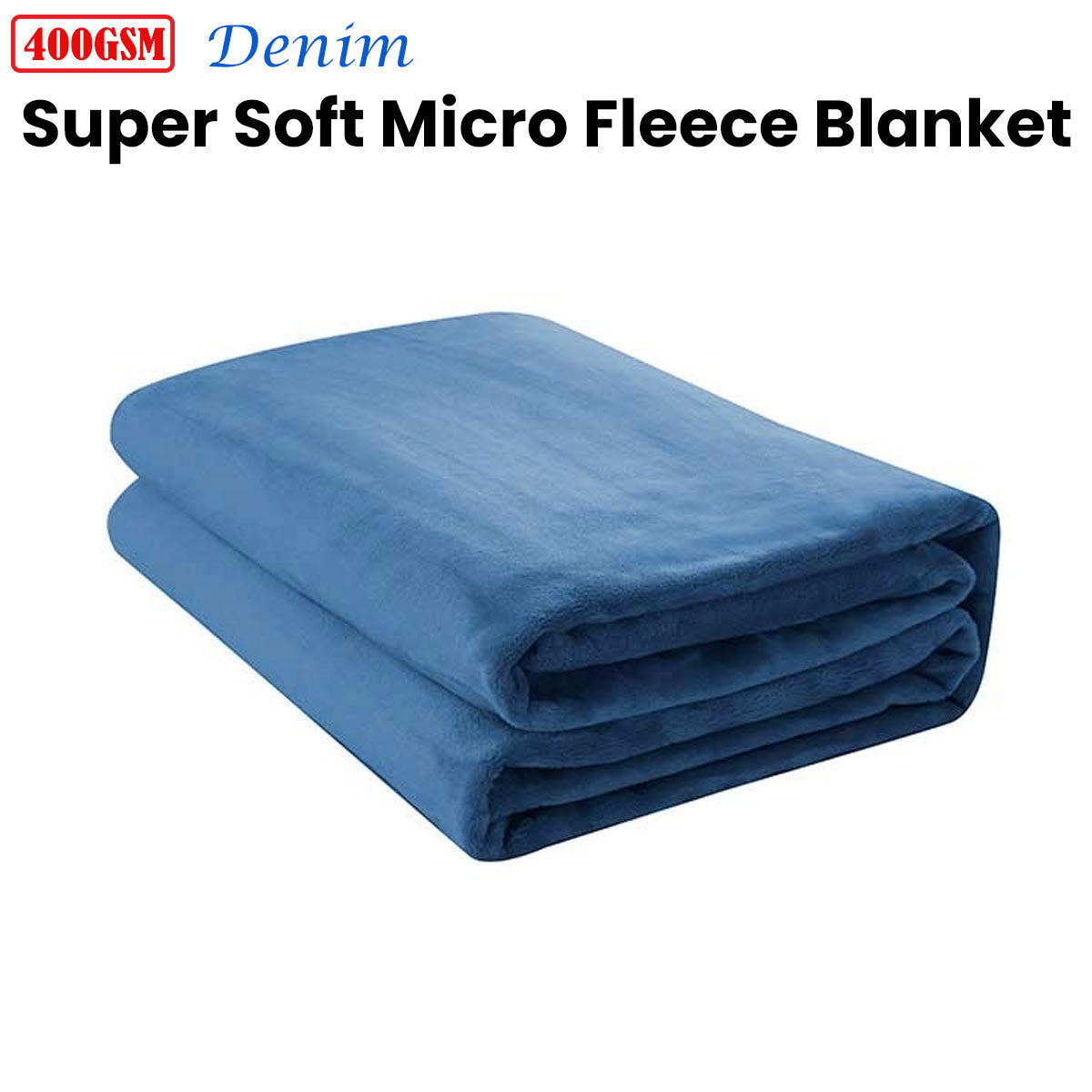 Jason 400GSM Super Soft Micro Fleece Blanket Denim Double