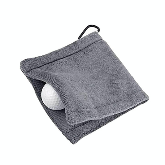 Grey Microfiber Golf Ball Cleaning Towel with Carabiner Hook