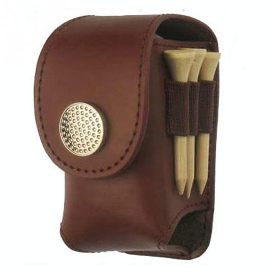 Leather Golf Ball Waist Pouch - Portable Tee Bag for Sports - Brown