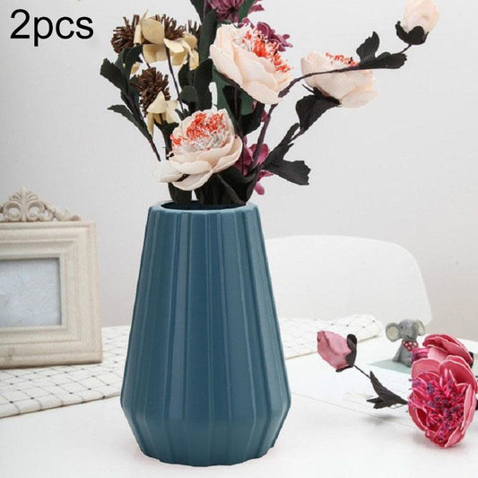 2-piece Plastic Vase for Creative Flower Arrangements - Milk White