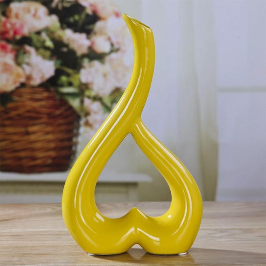 Creative Heart-shaped Ceramic Flower Vase for Home Office or Wedding Decor - Green