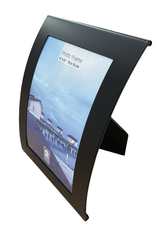 Curve Picture Photo Frame Curved Aluminium Portrait 10cm x 15cm (4"x6") - Black