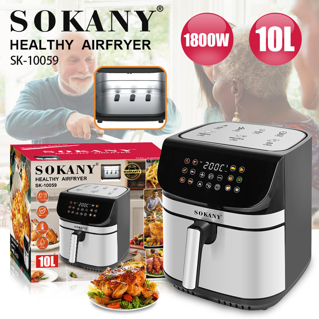 Sokany 10L Digital Air Fryer – 1800W High-Power Cooking