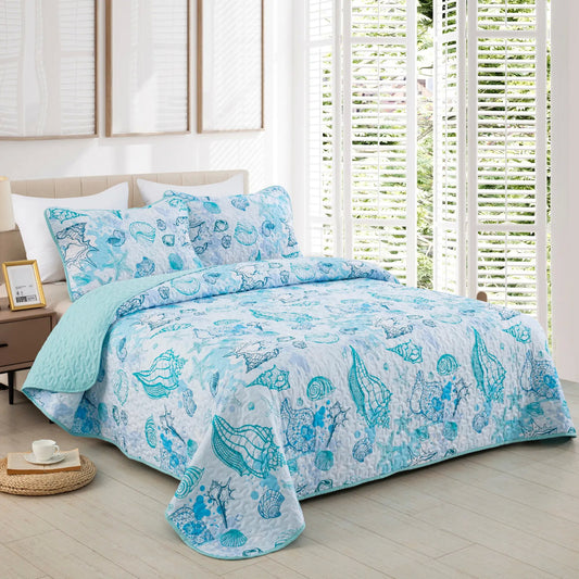 Inviting Quilted bedspread and pillowcovers set: Ideal for All Seasons - Queen size