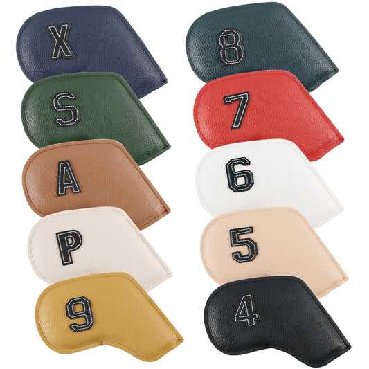 Premium PU Leather Golf Iron Headcover Set (10pcs) | Numbered 3-9, P, S, A | Protective Club Covers for Irons