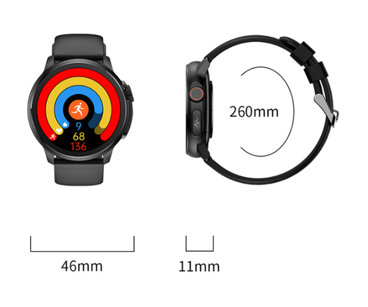 Blue Round 1.3 Touch Screen Smartwatch with Heart Rate & Fitness Tracking"