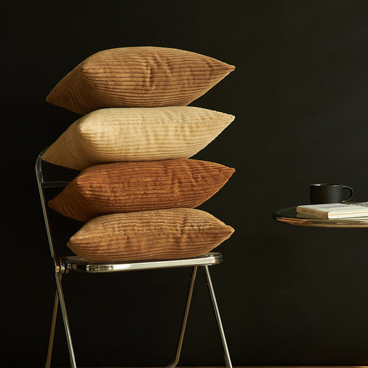 Dark Grey Set of 4 Corduroy Pillow Covers - Solid Color Minimalist Throw Cushion Covers - 45x45cm (Pillow Inserts are NOT Included)