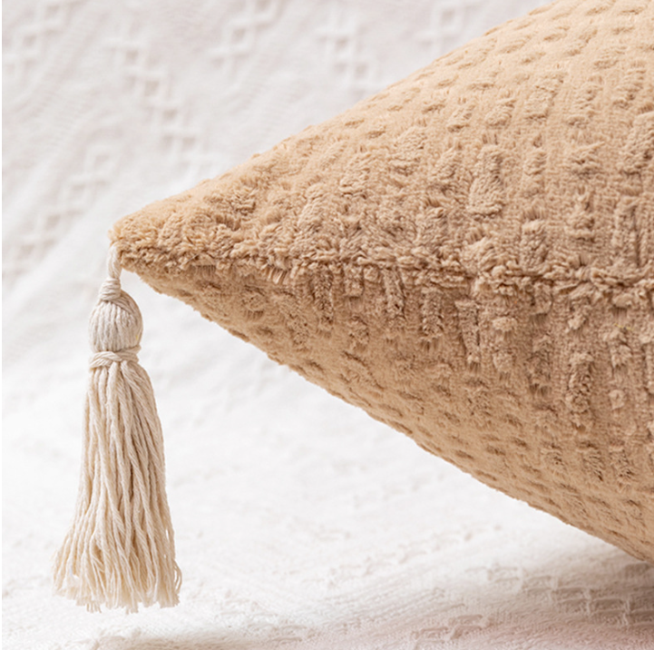 Blue Modern Minimalist Velvet Pillow Covers - Tassel Accent Cushion Covers - 45x45cm (Set of 2)