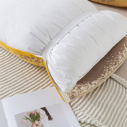 Pair of Yellow Circular Pattern Tied Cotton Gauze Pillow Cover - Secure Fit, Premium Comfort (Insert Not Included)