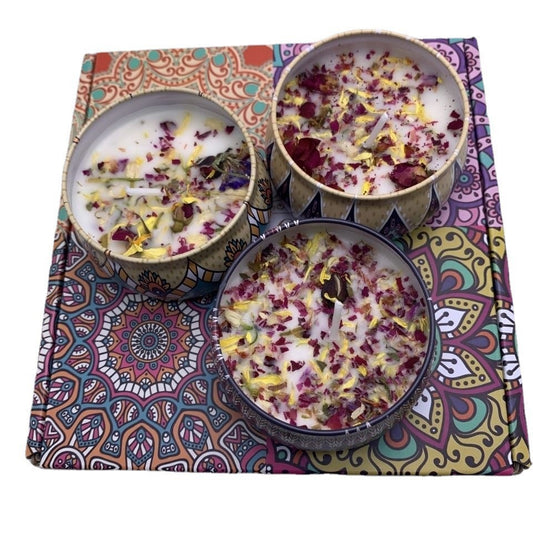 Small Scented Candle Set - 4 Soy Wax Candles, Travel Candle Set (Rose)