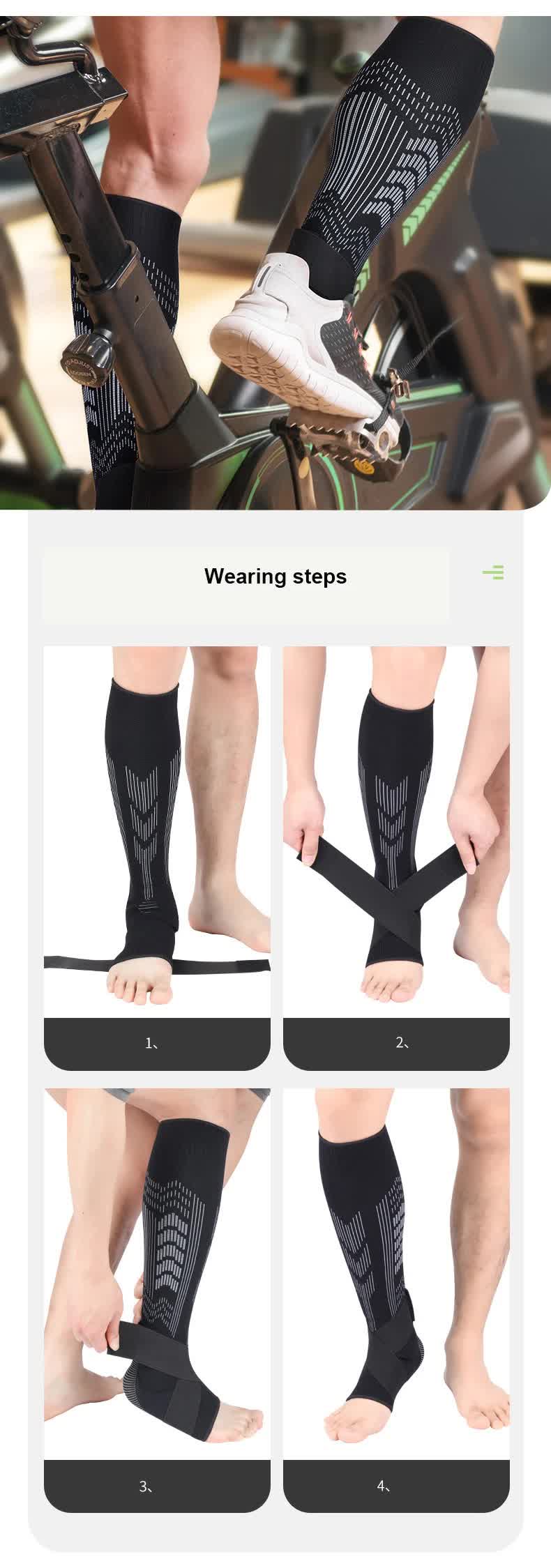 Size M 1 Pair Black Compression Calf Sleeves for Sports – Adjustable Support for Running, Soccer, Hiking & More