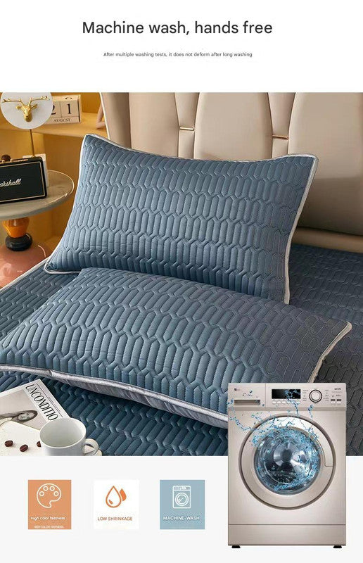 Dark Blue Cooling latex texture Pillowcase Set - Latex Feeling, Solid Color, 48x74cm (Pair)