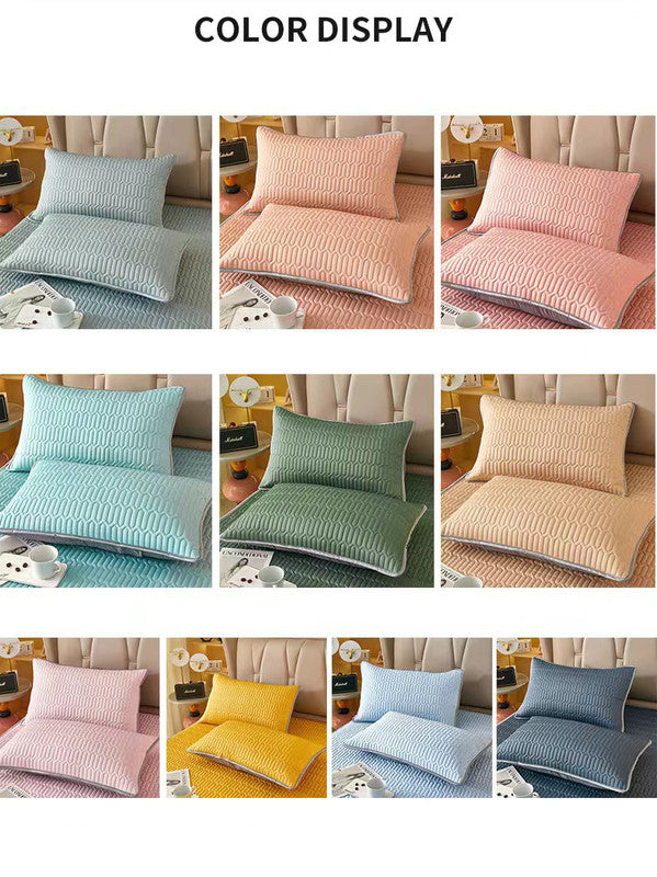 Light Orange Cooling latex texture Pillowcase Set - Latex Feeling, Solid Color, 48x74cm (Pair)