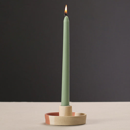 2 Pcs Dark Blue Oval Bottom Nordic Ceramic Candle Holder with Jewelry Dish - Elegant Minimalist Home Decor Piece