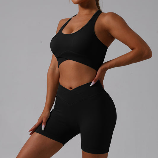 Black Yoga Shorts - Seamless, High Waist, Tummy Control Size M