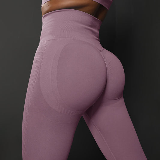 Size L Light Purple Seamless High-Waisted Yoga Pants for Women - Lift Workout Leggings for Running, Gym, and Fitness