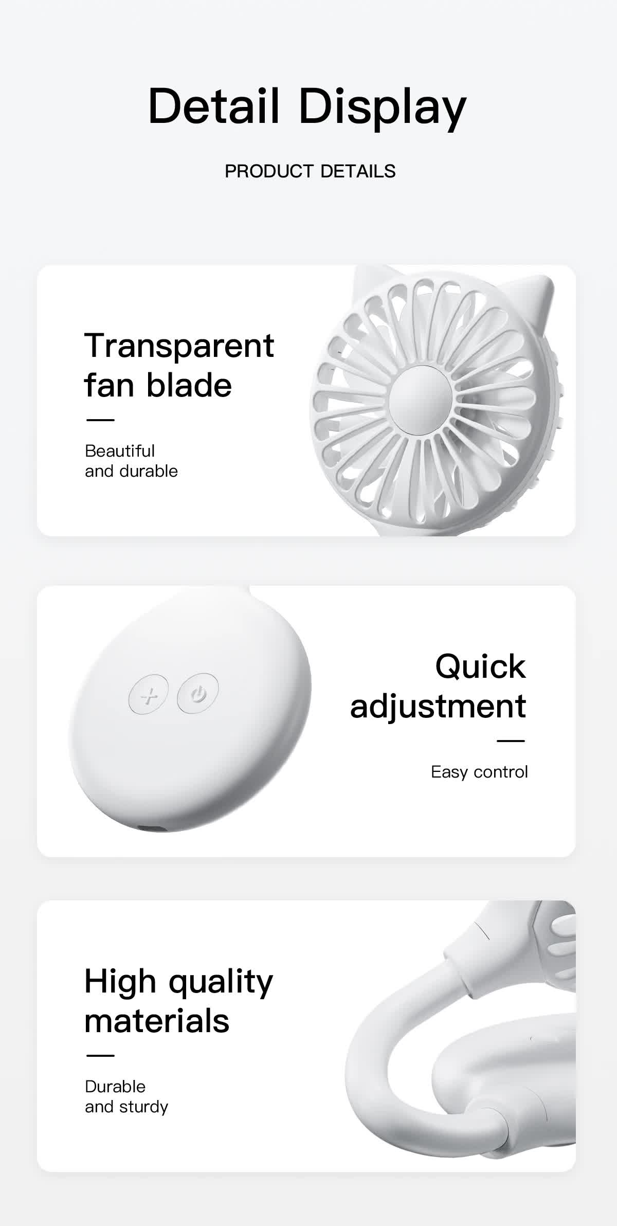 2 Pcs Blue Portable USB Mini Fan with Suction Cup - 360-Degree Adjustable Foldable Desktop Fan with 3 Speed Settings