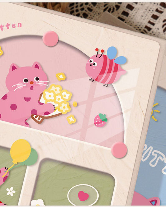 Cover 2 Colorful Cartoon cat pattern 6-Inch 100-Photo Cartoon Cat Album - Large Capacity Family Photo Storage Book with Suede and Crystal Cover