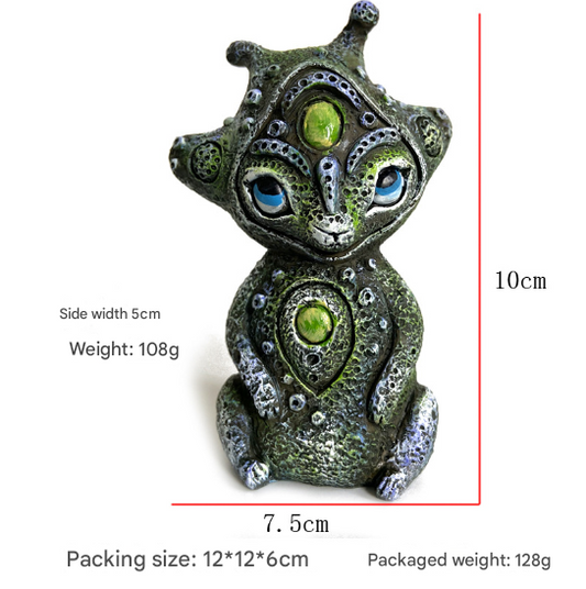 3PCS Three Eyes Fantasy Three-Eyed Alien Figurine Set - 3 Piece Resin Sculptures for Home & Garden Decor