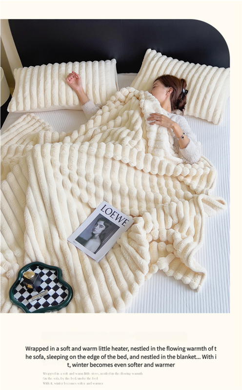 Yellow plush tufted blanket - double-sided for warmth and skin-friendly comfort( 100*150cm)