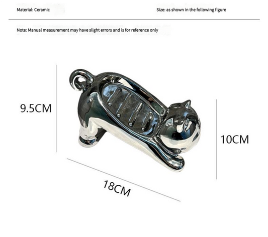 Charming Cat-Shaped Ceramic Soap Dish - Creative & Versatile Home Decor Accent(Milky white)