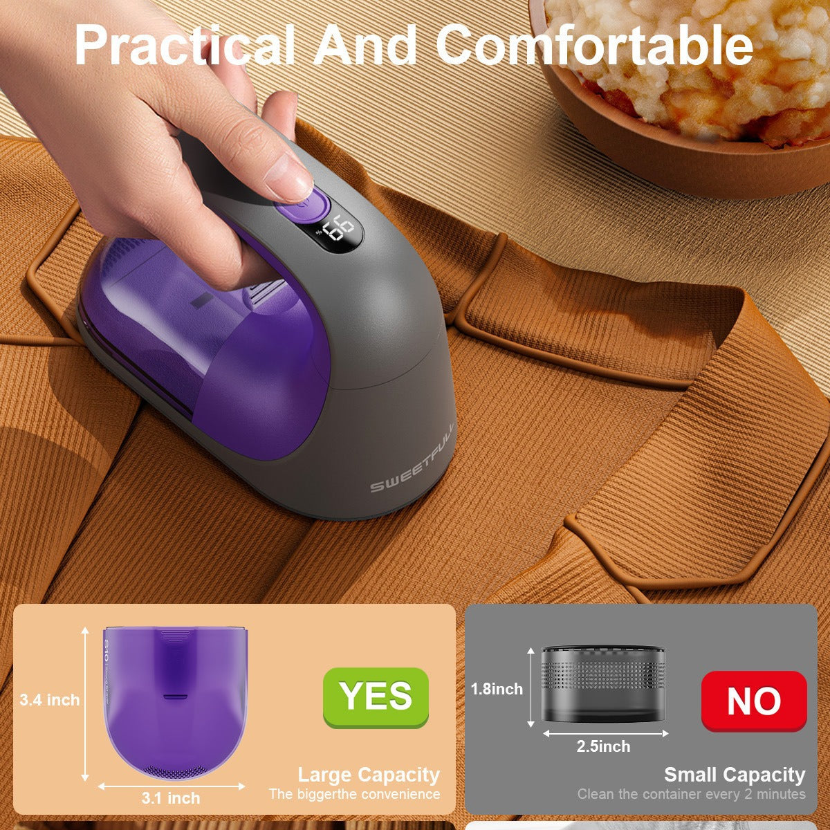 Electric Lint Remover - Rechargeable 2000mAh Fabric Shaver with LED Display(Blue)