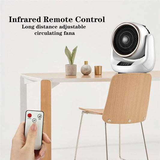 White Desktop Ceramic Heater Fan - All Season Use, Hot & Cold Modes with Remote Control