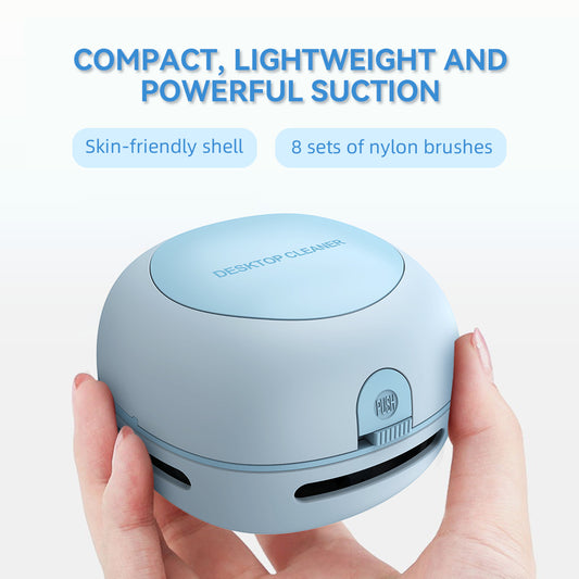White Cordless Tabletop Crumb Sweeper - USB Rechargeable Mini Vacuum for Desk