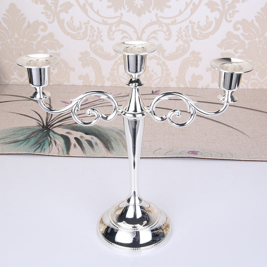 Silver Elegant Metal Candelabra 3 Arm Candle Holder - Decorative Candelabra for Home, Weddings, Events