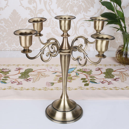 Copper Elegant Metal Candelabra 5 Arm Candle Holder - Decorative Candelabra for Home, Weddings, Events